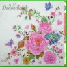 Serwetka do decoupage - duże róże i motylki