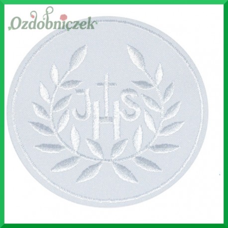 Aplikacja IHS biała z białym haftem 1szt.