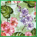 Serwetka do decoupage -  liście philo i kwiaty