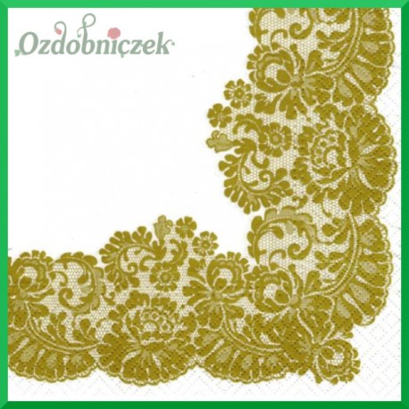 Serwetka do decoupage - koronka złota