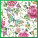 Serwetka do decoupage - motyl i kwiaty