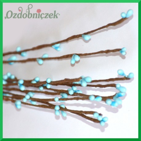 Gałązka ozdobna niebieskie pączki 10szt/60cm 