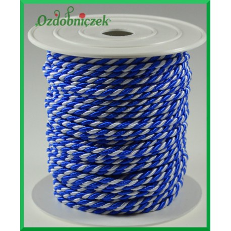 Sznurek oplatany 3,2mm / 1mb biało-niebieski