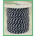 Sznurek oplatany 3,2mm ROLKA 25mb biało-czarny