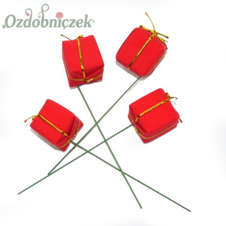 Prezent na piku CZERWONY WELUROWY zestaw 2,5cm/4szt.