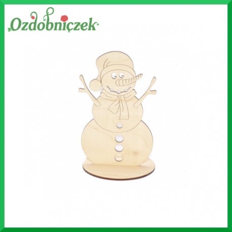 Bałwan zębaty ze sklejki na podstawce, mały