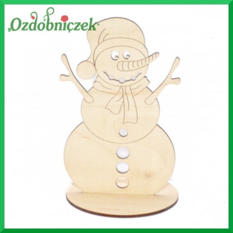 Bałwan zębaty ze sklejki na podstawce, duży