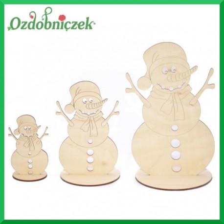 Zestaw 3 szt bałwanów zębatych ze sklejki na podstawce