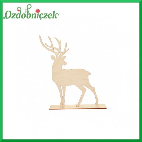 Renifer z porożem, ze sklejki na podstawce, mały