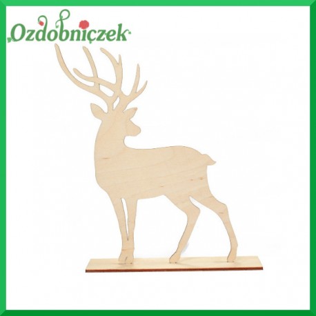 Renifer z porożem, ze sklejki na podstawce, średni