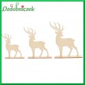Zestaw 3 szt Reniferów z porożem, ze sklejki na podstawce