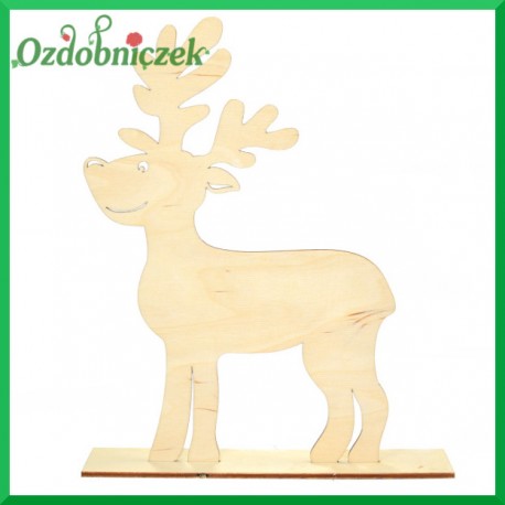 Renifer z zadartym nosem, ze sklejki na podstawce, duży