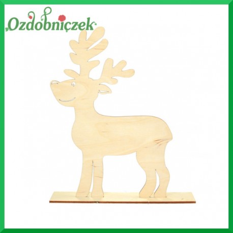 Renifer z zadartym nosem, ze sklejki na podstawce, średni