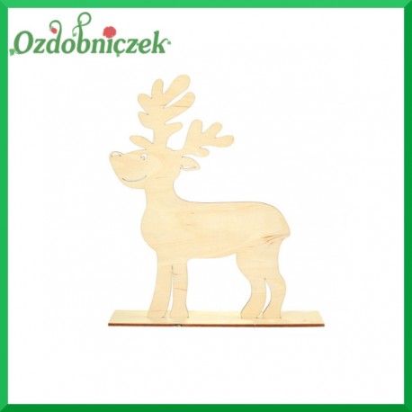Renifer z zadartym nosem, ze sklejki na podstawce, mały