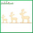 Zestaw 3 szt Reniferów z zadartym nosem, ze sklejki na podstawce