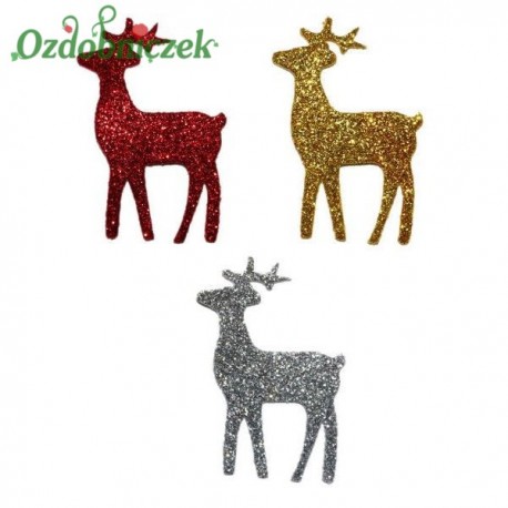 Naklejki z pianki RENIFERY brokatowe 12szt.