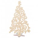 Choinka ażurowa z gwiazdkami ze sklejki na podstawcew kształcie gwiazdki 15 cm