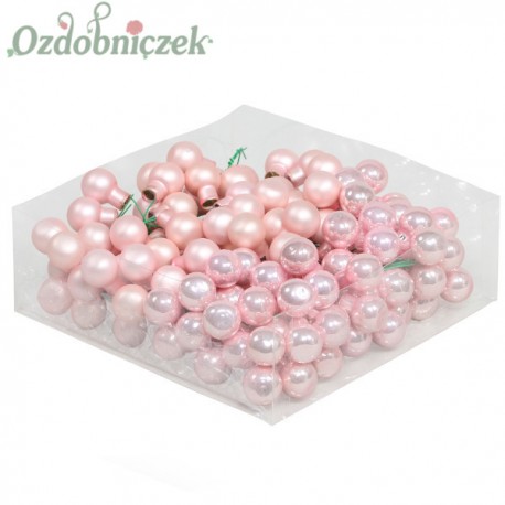 Bombki szklane na druciku matowo-błyszczące PUDROWY RÓŻ 2cm/144 SZT-HURT