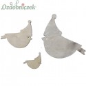 Drewniane PTASZKI W CZAPECZKACH 3 rozmiary 20szt.-SZARE