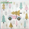 Serwetka do decoupage SAMOCHÓD I CHOINKI 1 SZT.