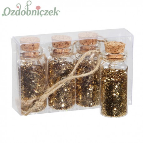 Drobinki brokatu - butelki ozdobne ZŁOTE 4szt. ZESTAW