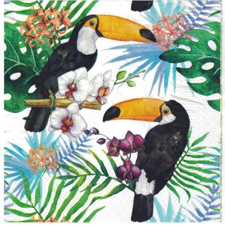 Serwetka do Decoupage tukany liście orchidea 1 szt.