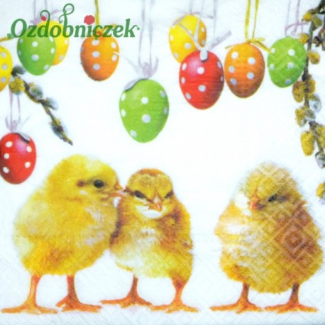 Serwetka do Decoupage trzy pisklaki jajka z zawieszką 1 szt.