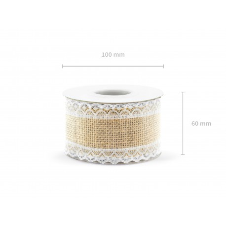 Taśma jutowa z koronką na brzegach 5cm 5mb TJ3-5