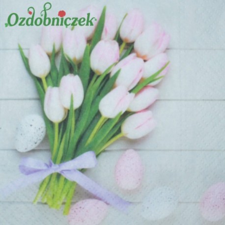 Serwetka do Decoupage różowe tulipany jajka 1 szt.
