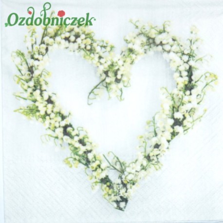Serwetka do Decoupage serce z konwalii 1 szt