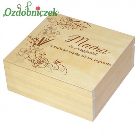 Herbaciarka na 4 przegrody z grawerem na Dzień Matki wzór nr 4