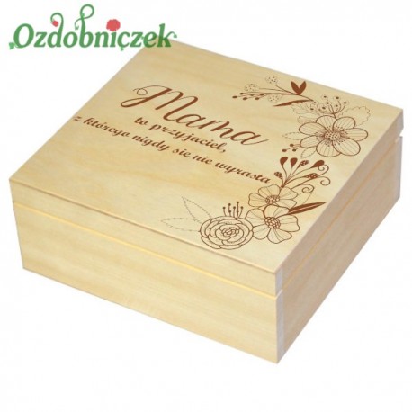 Herbaciarka na 4 przegrody z grawerem na Dzień Matki wzór nr 5