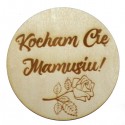 Podkładka pod kubek z grawerem KOCHAM CIĘ MAMUSIU, ze sklejki