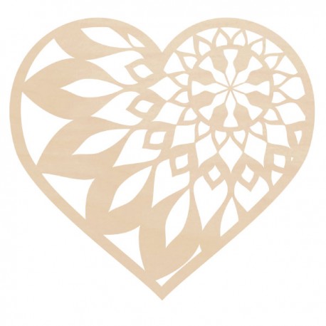 Serce ażurowe z łapaczem snów, ze sklejki 