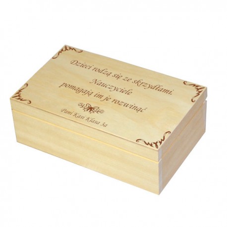 Herbaciarka 2 przegrody grawerowana dla nauczyciela, wzór nr 1