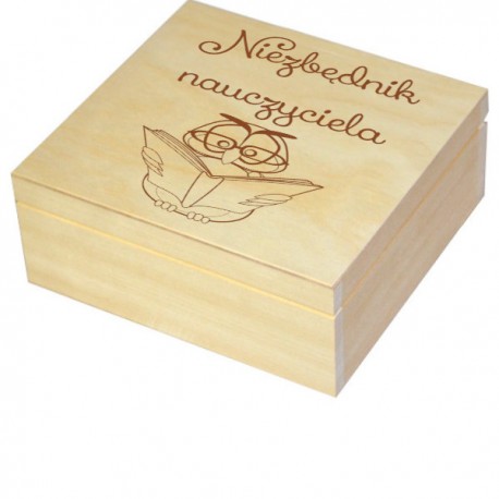 Herbaciarka zestaw prezentowy ze słodkościami dla Nauczyciela personalizowana szkatułka kuferek - zestaw 2, wzór 2