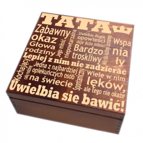 Szkatułka/pudełko z grawerem 17 na Dzień Taty wzór nr 3- bejcowana