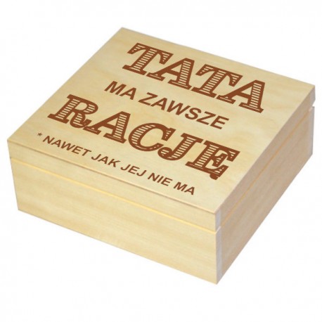 Szkatułka/pudełko z grawerem 17 na Dzień Taty wzór nr 4- naturalna