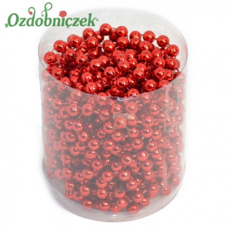 Girlanda z perełek 8 mm/8 m- CZERWONA METALICZNA
