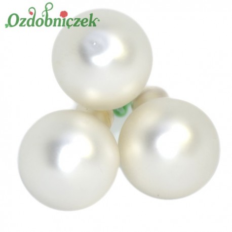 Bombki szklane na druciku matowe SREBRNE PERŁOWE 2cm/36 szt