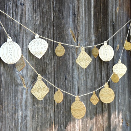 Girlanda ze skrzatami WESOŁYCH ŚWIĄT ze sklejki 5 elementów + sznurek 