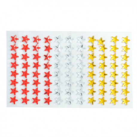 GWIAZDKI SAMOPRZYLEPNE złote srebrne czerwone przeźroczyste 1cm/88szt.