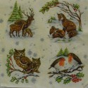 Serwetka do decoupage ZWIERZĄTKA LISY SOWY SARNY PTAKI 1 SZT