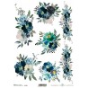 Papier ryżowy A4 R1731 niebieskie kwiaty, bukiet
