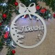 Bombka ze sklejki KOKARDA CHOINKI GWIAZDKI + imię 12,5cm