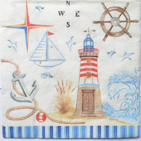 Serwetka do decoupage morskie klimaty latarnia żaglówka1szt.