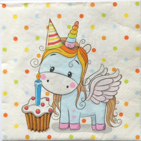 Serwetka do decoupage jednorożec z różową czupryną 1szt.