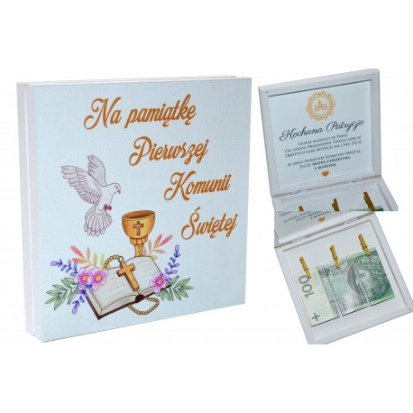 Pamiątka I Komunia Święta, pudelko na pieniądze