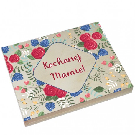 Drewniane pudełko na czekoladki Merci z okazji Dnia Matki wzór nr3