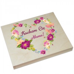 Drewniane pudełko na czekoladki Merci z okazji Dnia Matki wzór nr7